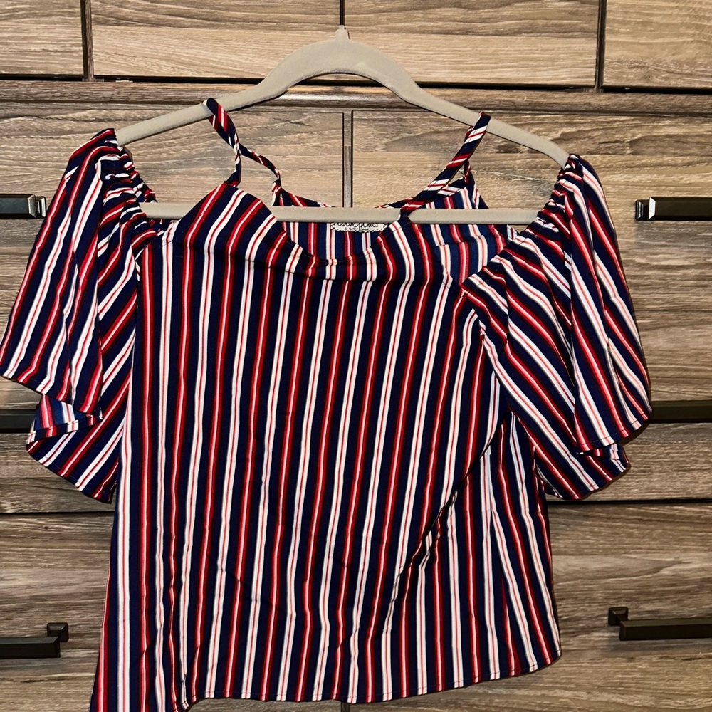 Crave Fame Striped Off-Shoulder Top